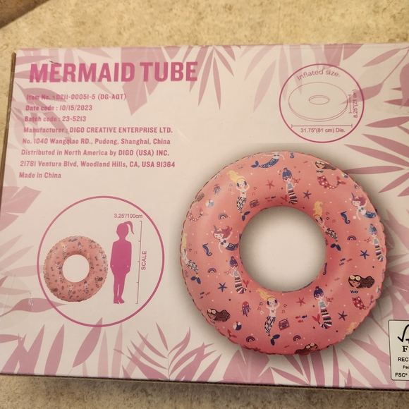 Tommy Bahama Kids Pink Mermaid Swim Ring New In Box - Picture 3 of 4